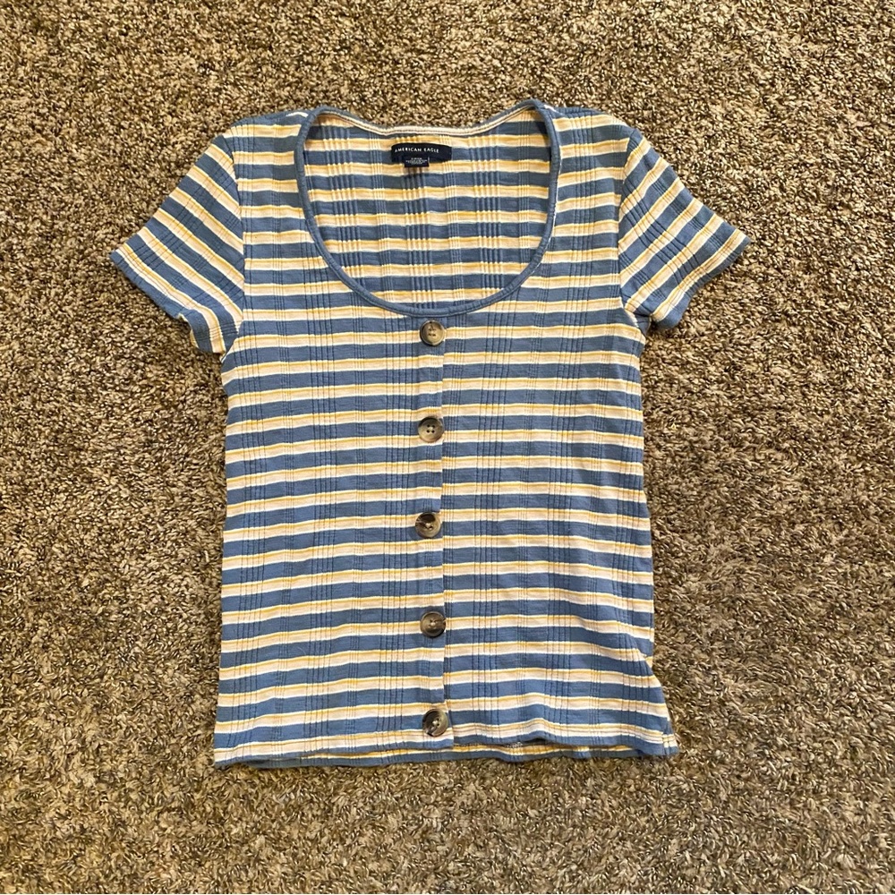 AE striped crop ribbed tee